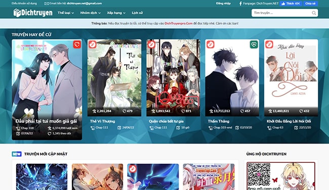 Mẫu template website truyện tranh đẹp mắt, hiện đại 4